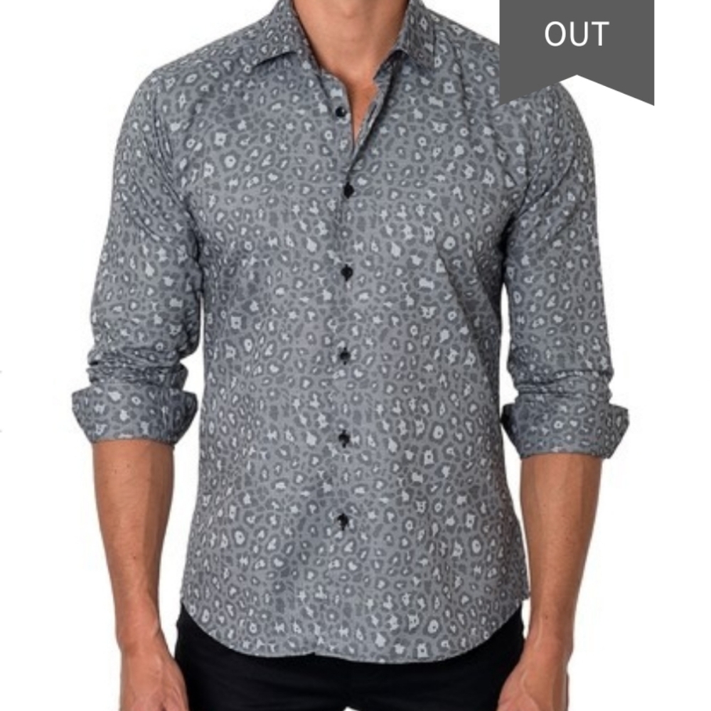 Jared Lang Animal Print Long Sleeve Trim Fit Shirt